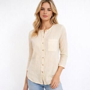 Sister Katie Organic Cotton Sally Blouse in Beige Gauze Women's Size XS